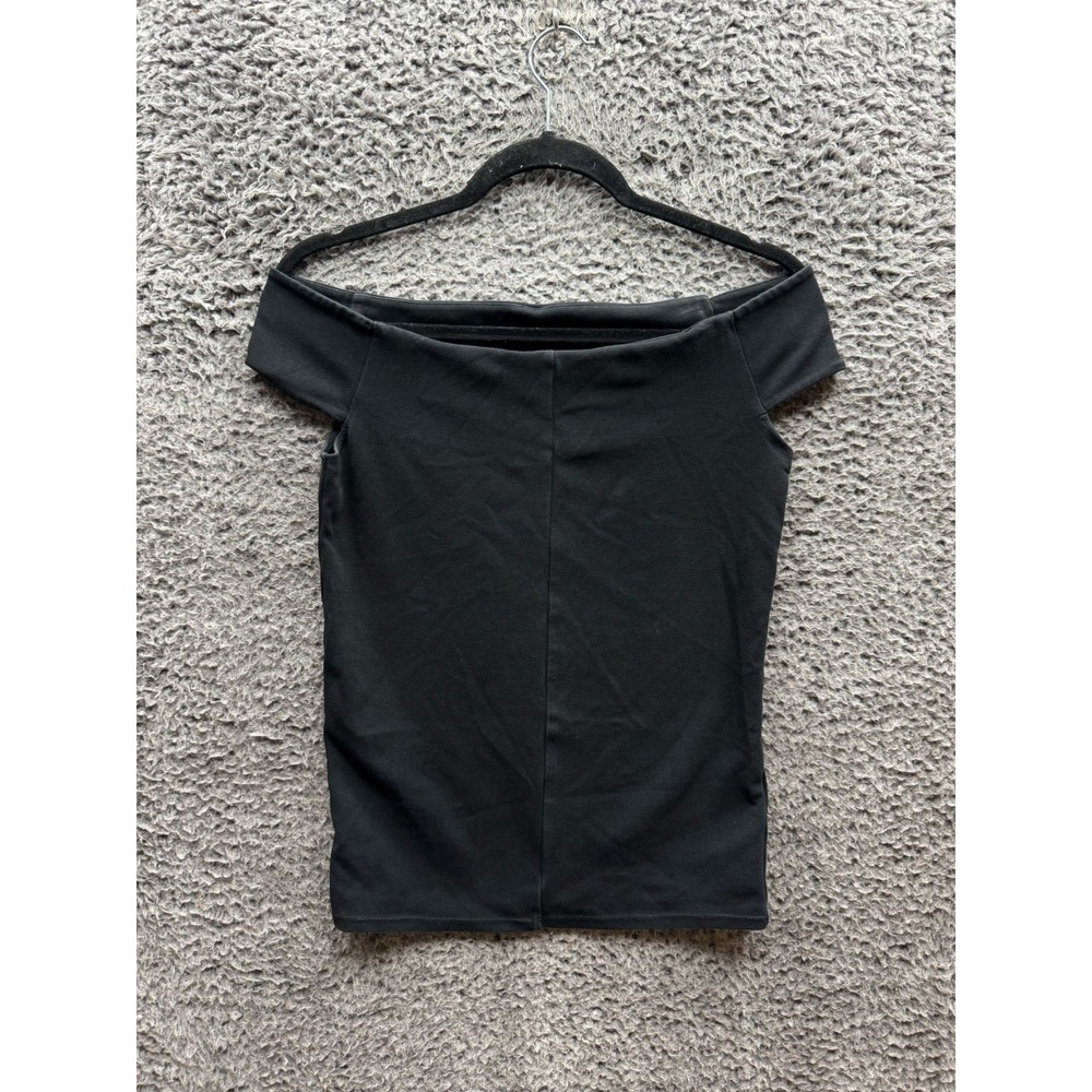 Anine Bing Sara Cotton Blend Off-Shoulder Tank Top Black Womens Size‎ S
